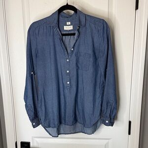 LOFT Casual Blue Button-Down Shirt